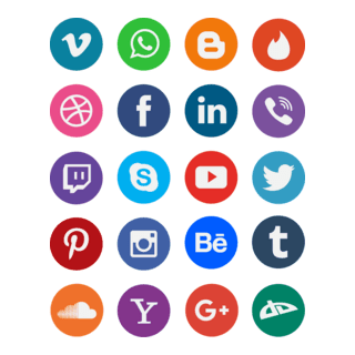20 Flat Social Media Icons Logo PNG Vector